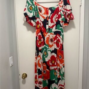 New with tags linen Colorful Floral shift Dress